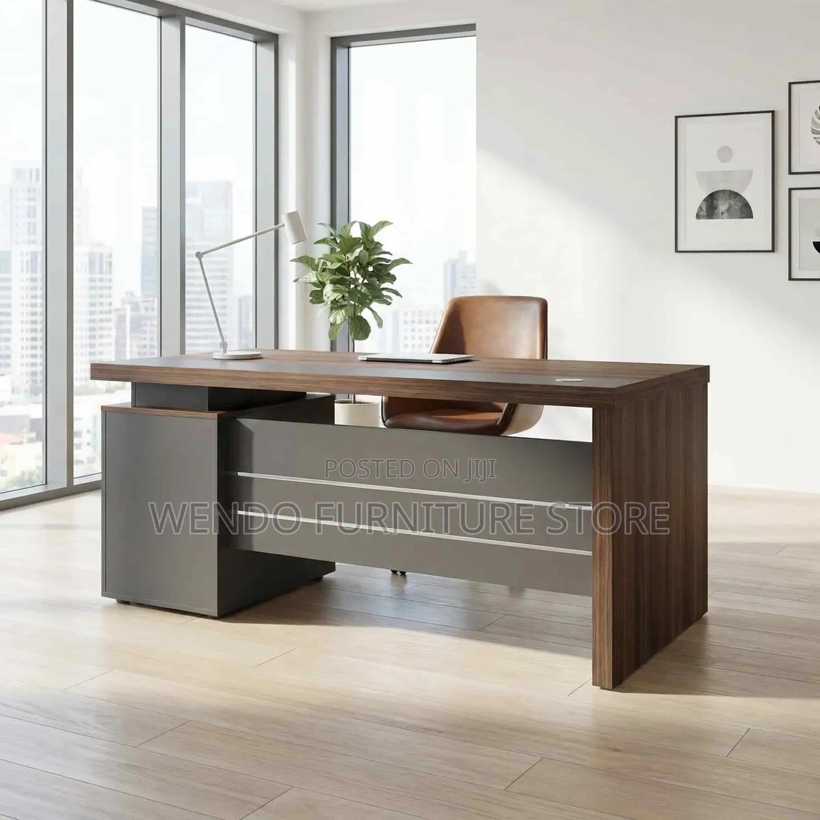 Office Desk : Modern 3 Drawer Wooden Office Desk