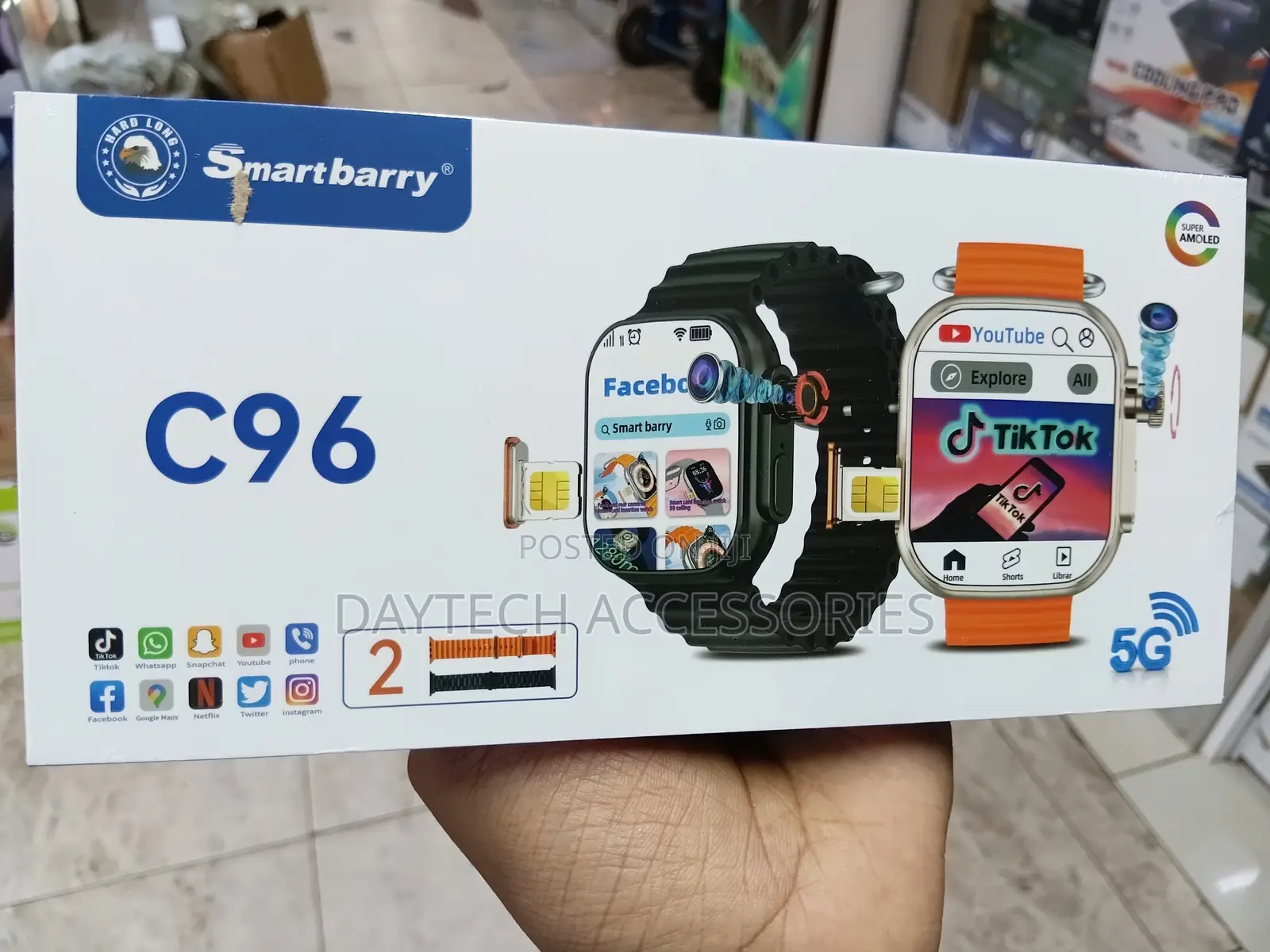 Smartberry C96 Smartwatch With Rotating Camera and 5g Sim Card Slot.