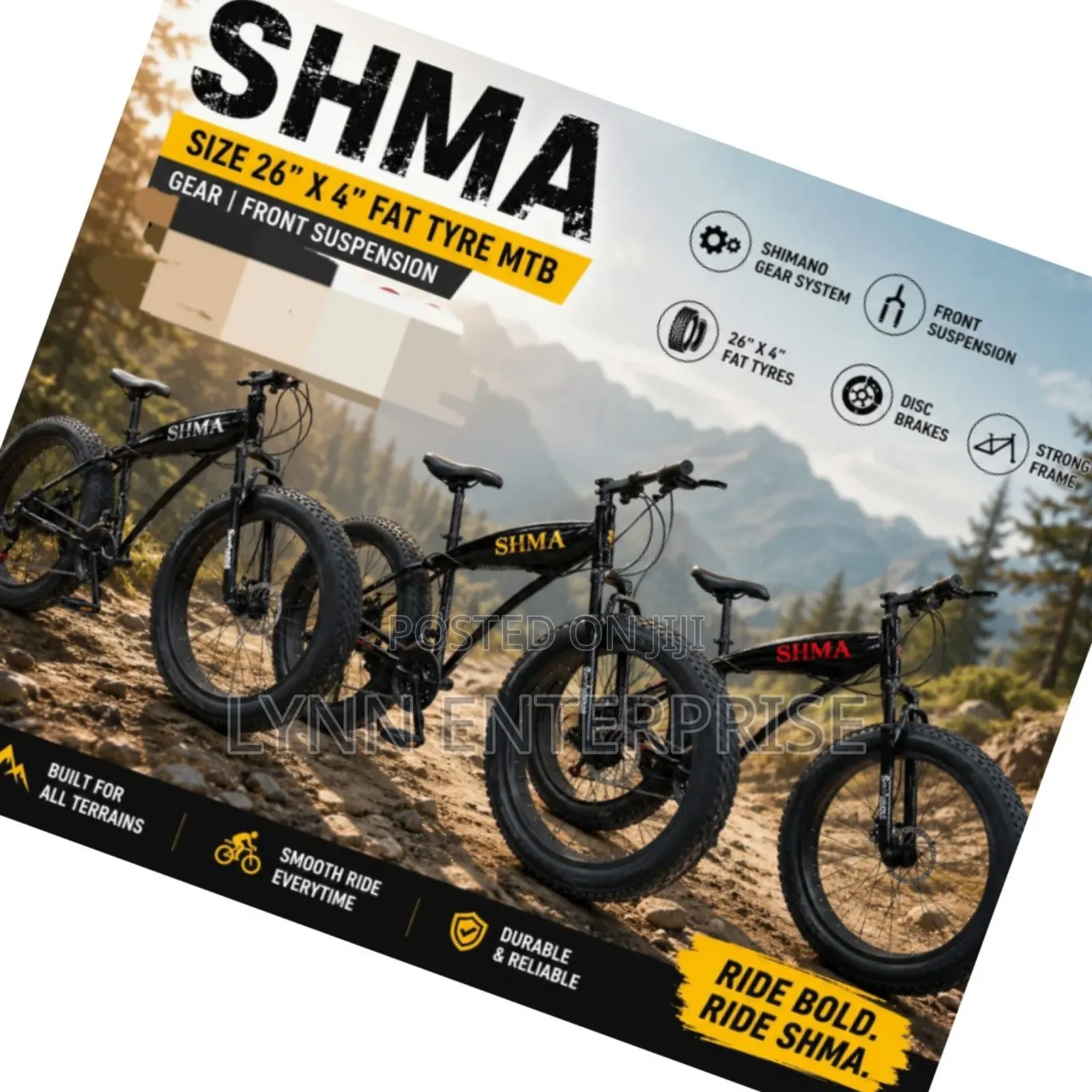 Shima Size 26 ×4 Fat Tyre Gear Front Suspension MTB Bicycle