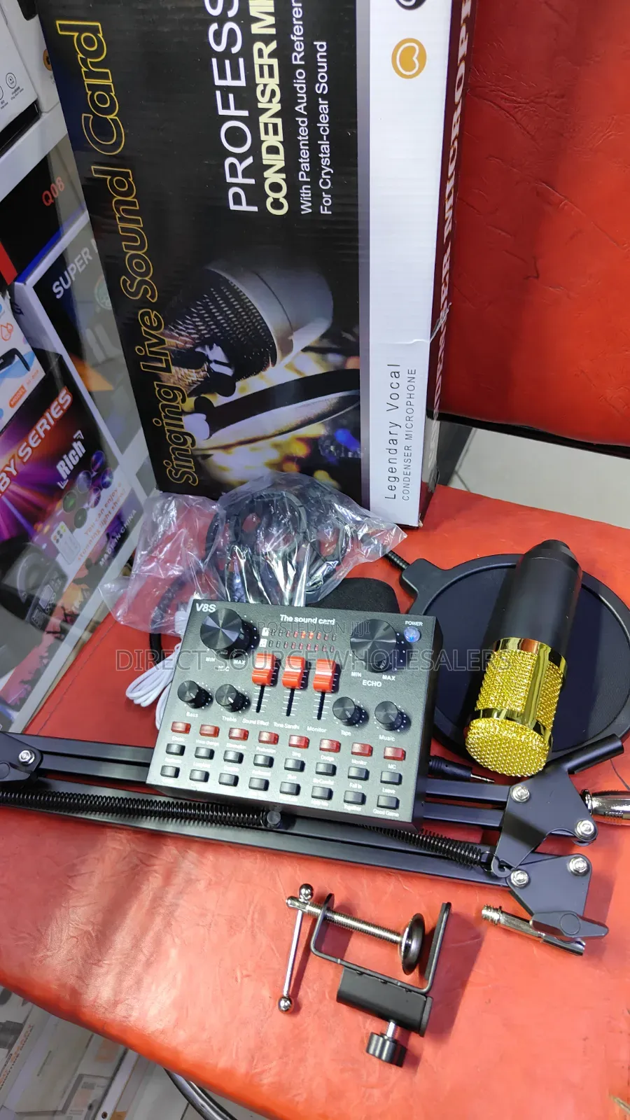 V8sk Condenser Mic With V8 Sound Card – Studio Quality Audio