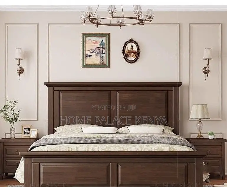 Wooden Bed: Solid Teak Wood Bed Frame With Panel Style and Storage