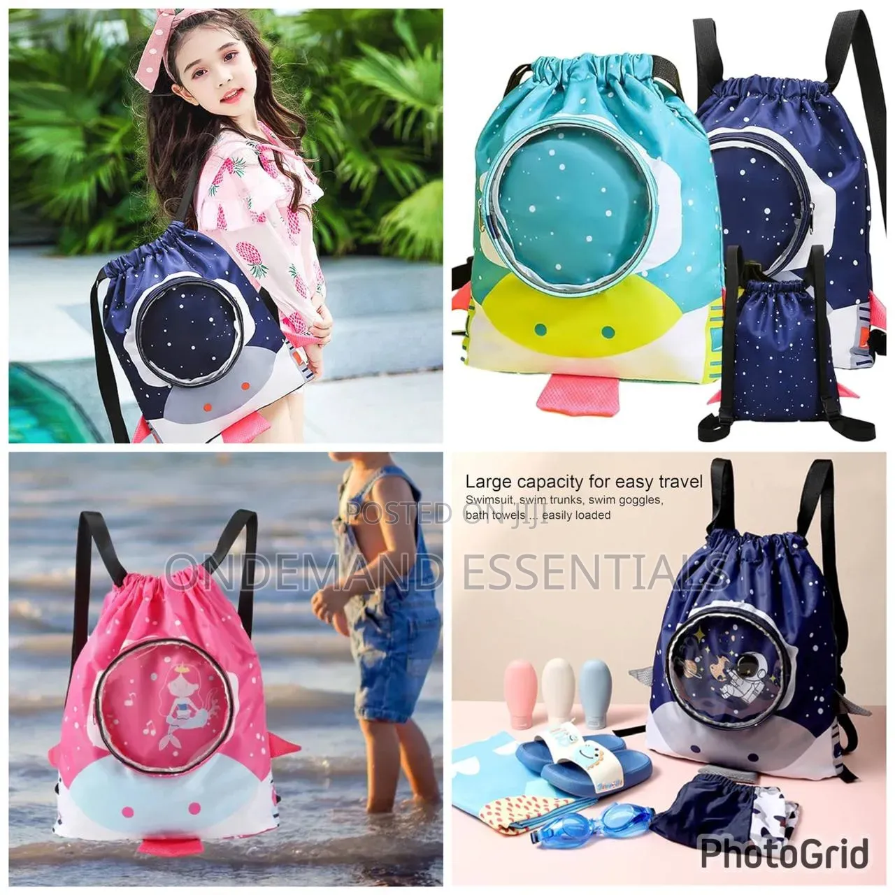 Cartoon Drawstring Waterproof Swimming Bag/Toys Bag