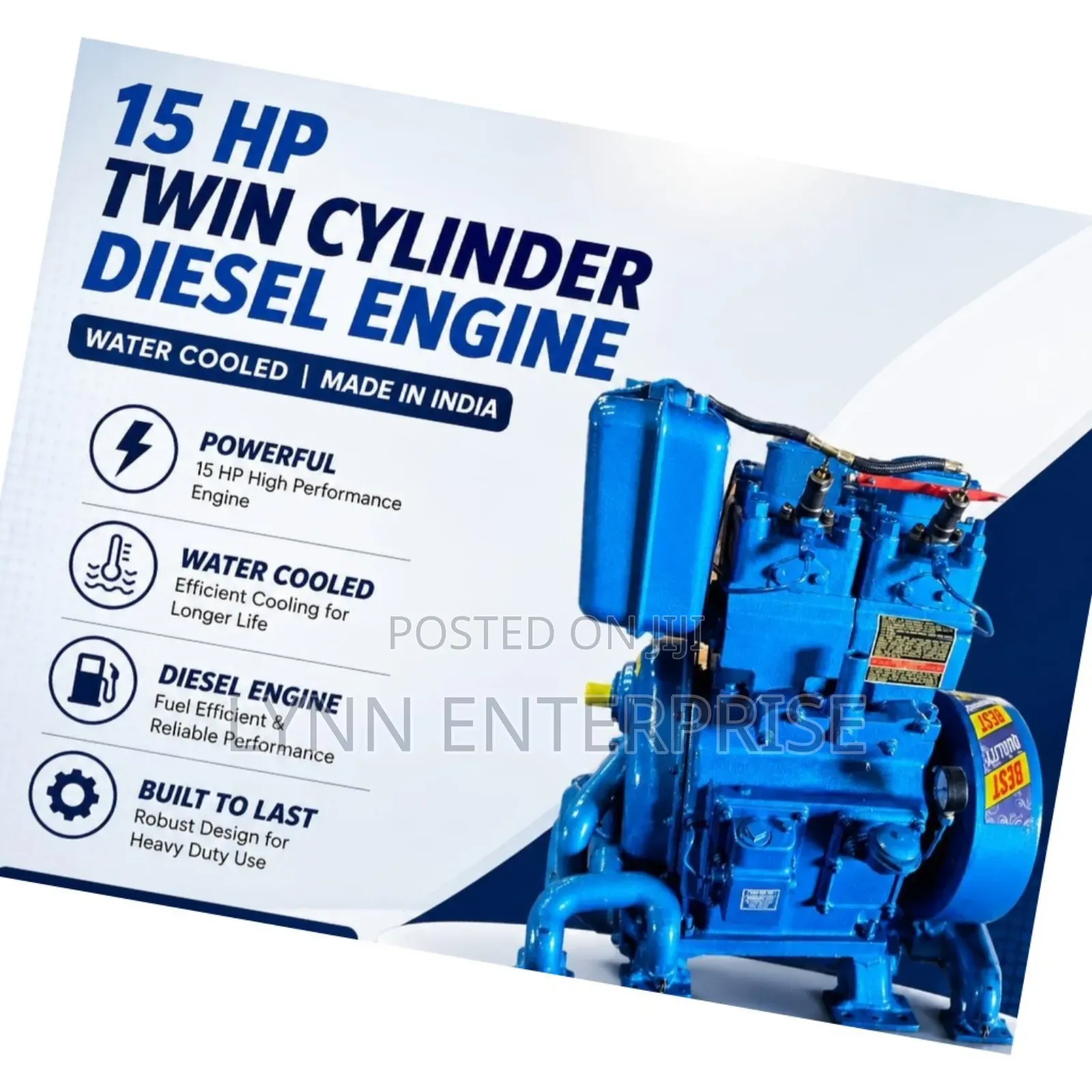 15hp Twin Cylinder Diesel Engine Water Cooled