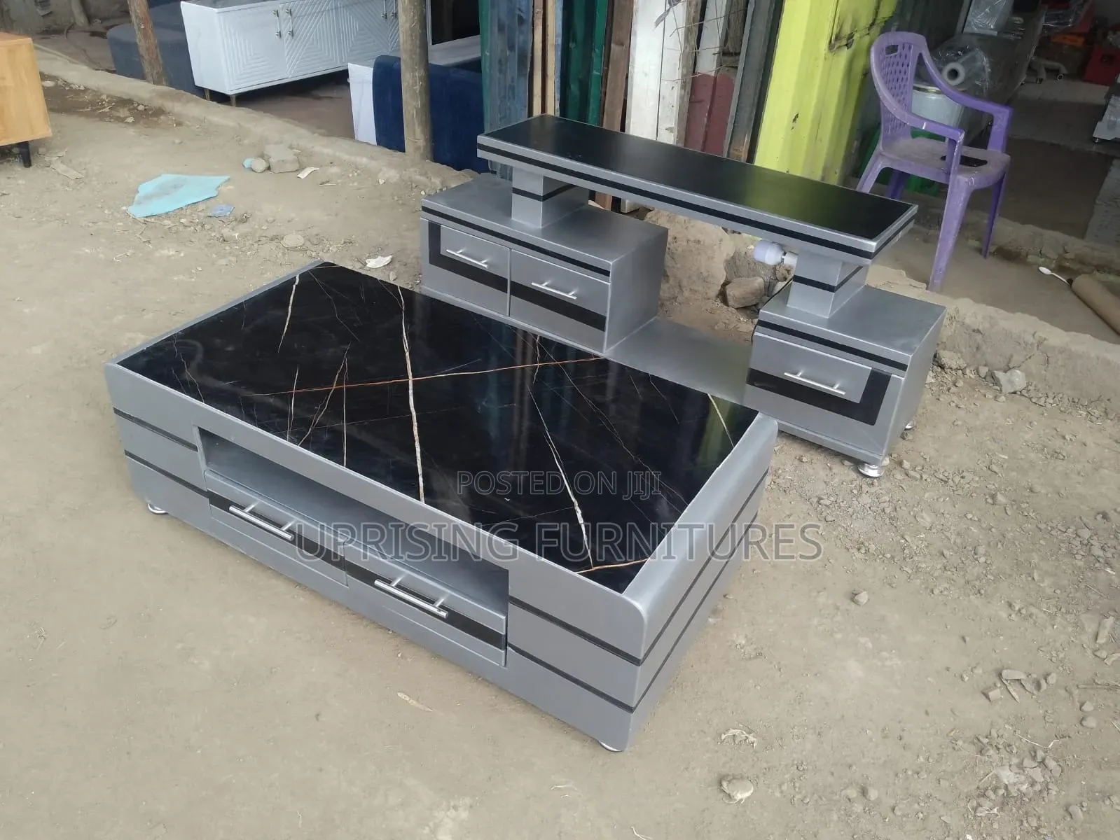 Coffee Table + Tv Stand Combo Set 5ft Sleek Modern Look