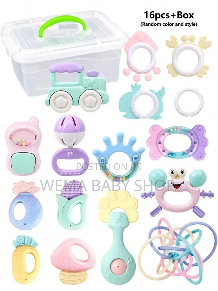 16-Piece Set Silicone Baby Rattles and Teethers