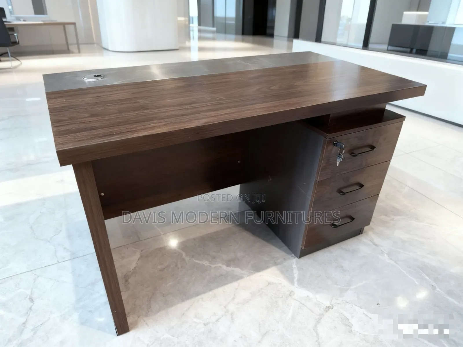 Dark -Wooden Grey Office Desk