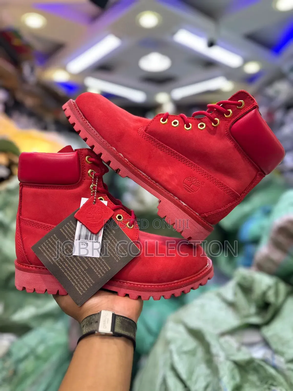 Red Timberland Pure Leather Boots