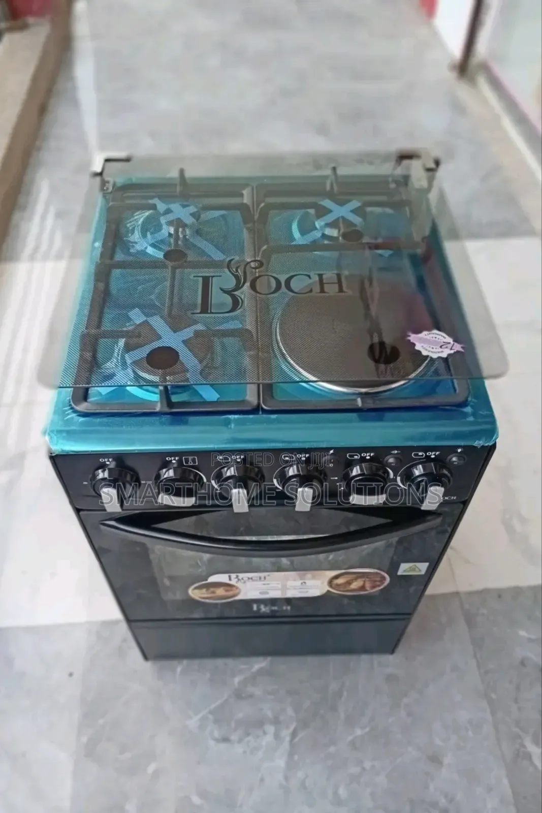 Roch Cooker 50x55cm 3 Gas + 1 Hotplate Cooker – Black RGC-50g1eo-G