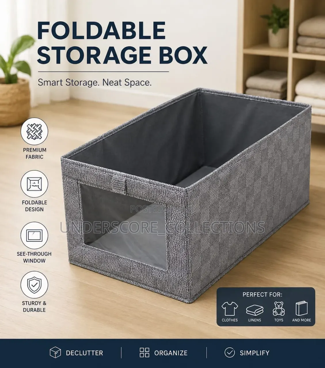 *Foldable Fabric Storage Box With Transparent Window*