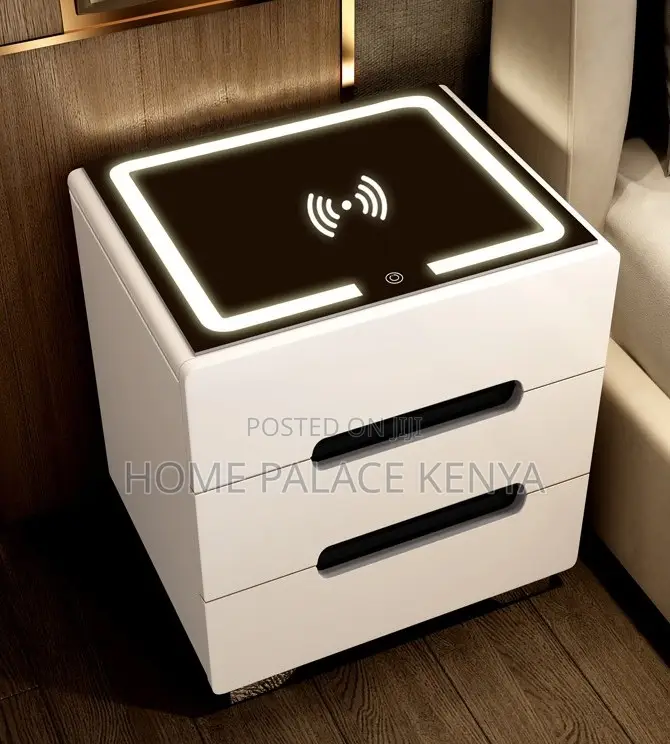 Nightstand: 3 Drawer MDF Wooden Bedside Table