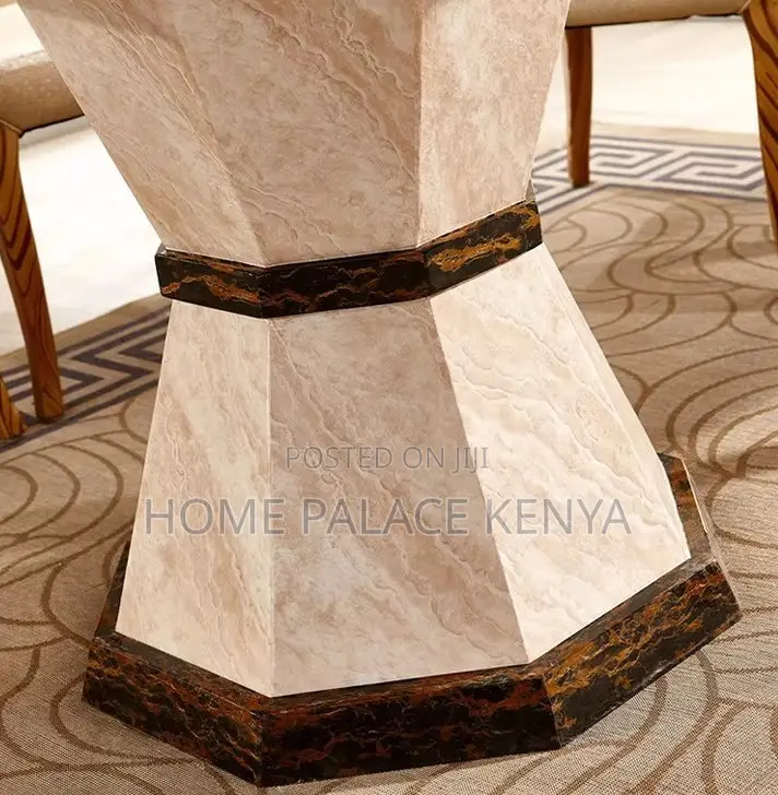 Dining Set: 6 Seater Round Dining Table With Sintered Stone Marble Top