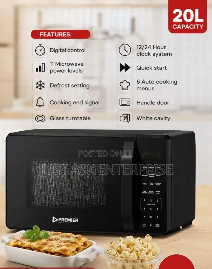 Premier 20 Litres Digital Microwave Oven - 6 Auto- Menus