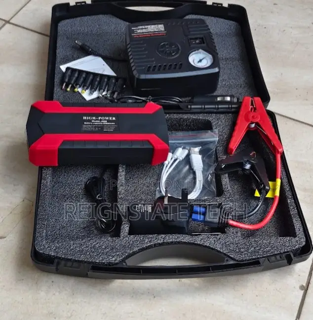 Multi-Function 12v Car Jump Starter With Portable Air Compressor.