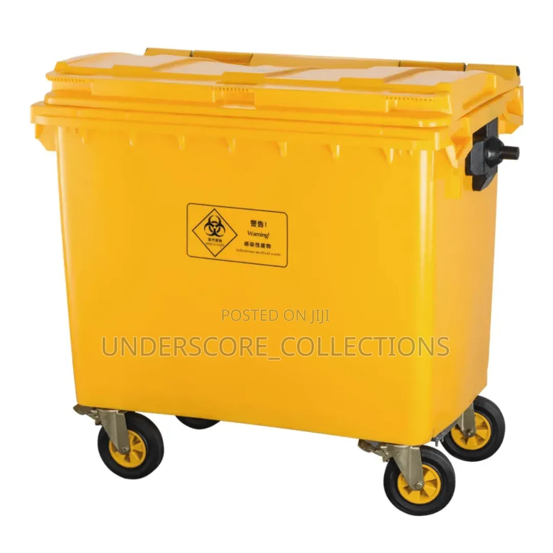 Yellow Plastic Wheelie Bin Has A 660-liter Capacity