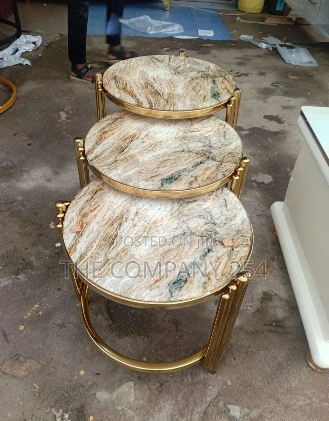 Pure Marble 3 in 1 Pieces Coffee Table for Home and Hotel Use