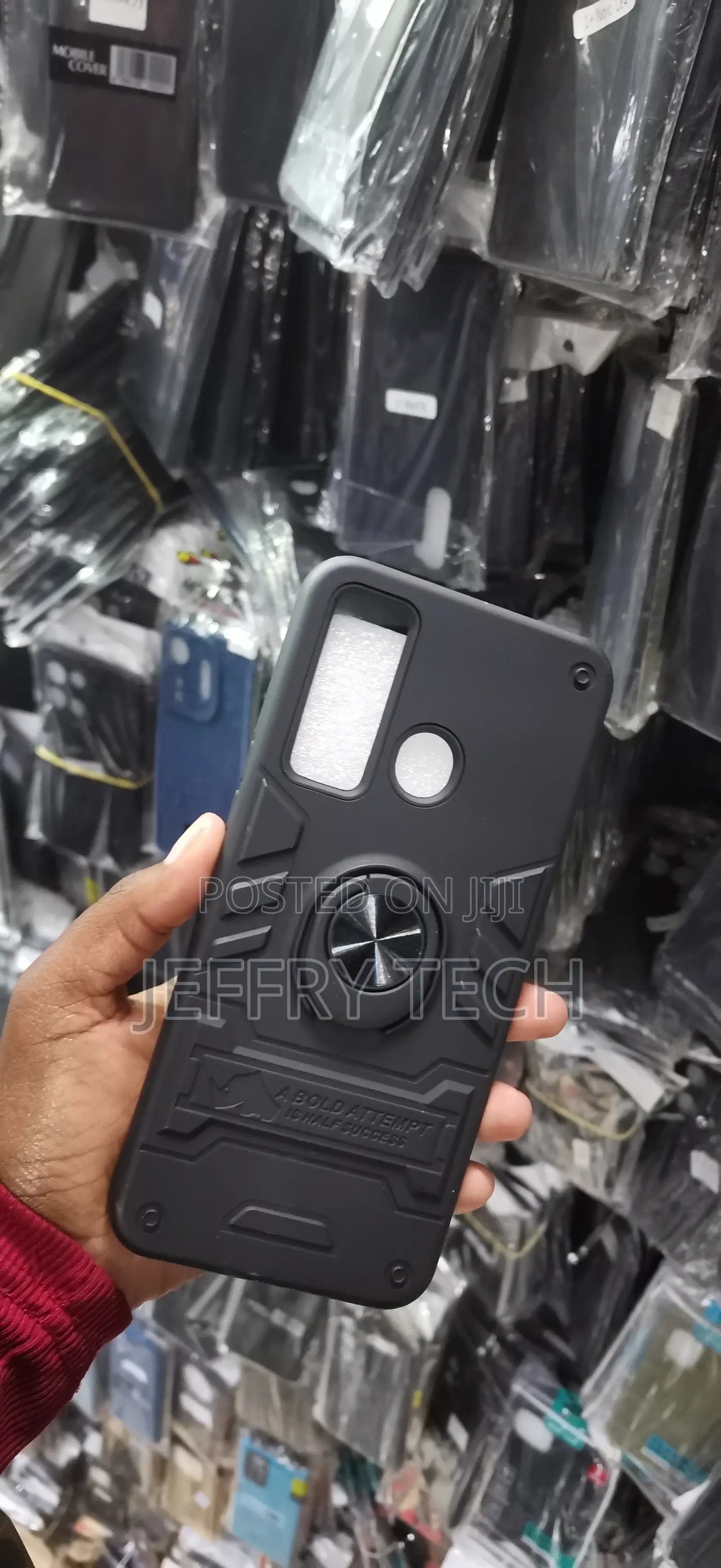 Tecno Spark 5 Air Rear Build Black Armor-Style Phone Case
