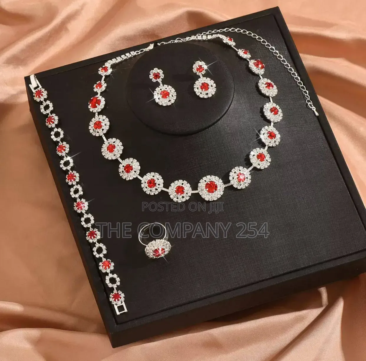 4 Pc Luxury Matching Jewellery Necklace,Ring, Bracelet,Earrings
