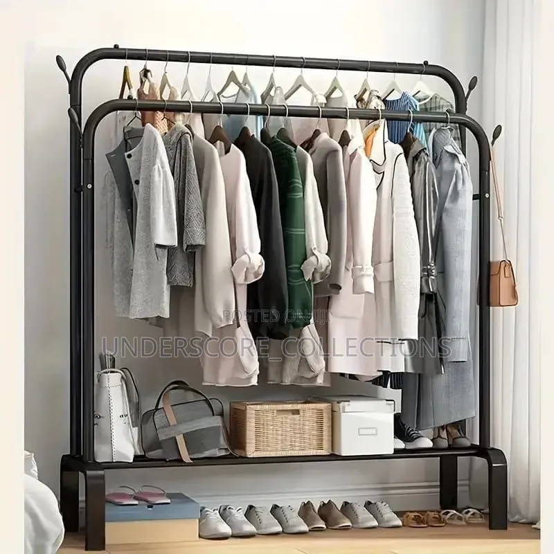 *Double Rail Clothes Rack Stand