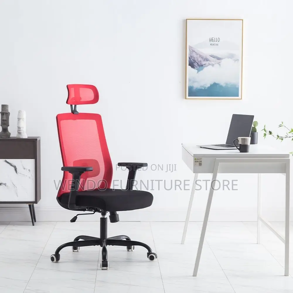 Office Chairs; Ergonomic Mesh Fabric Office Chair With Red Backrest