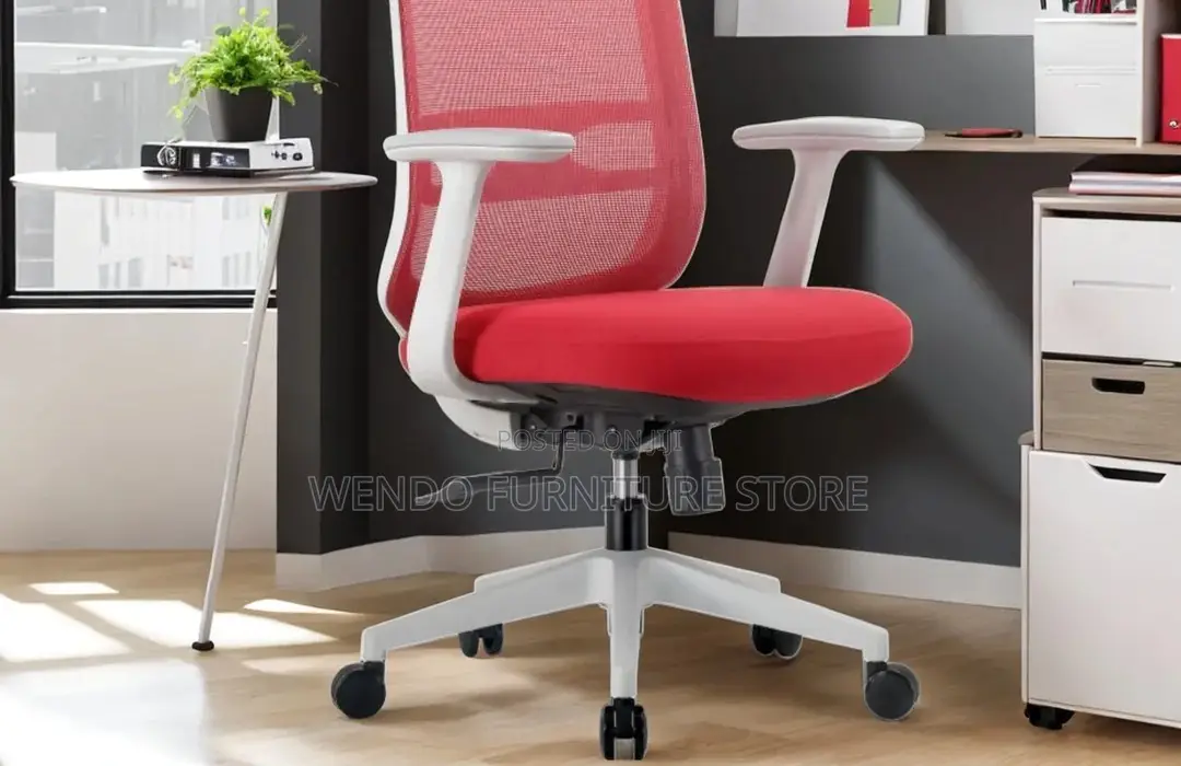 Office Chairs; Ergonomic Mesh Fabric Office Chair With Red Backrest