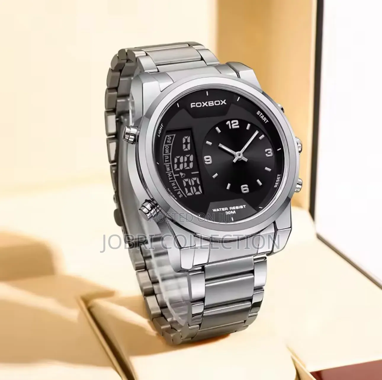 Silver Foxbox Dual Display Gents Watches