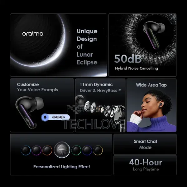 Oraimo Spacebuds Hybrid Anc True Wireless Earbuds With Voice Prompt