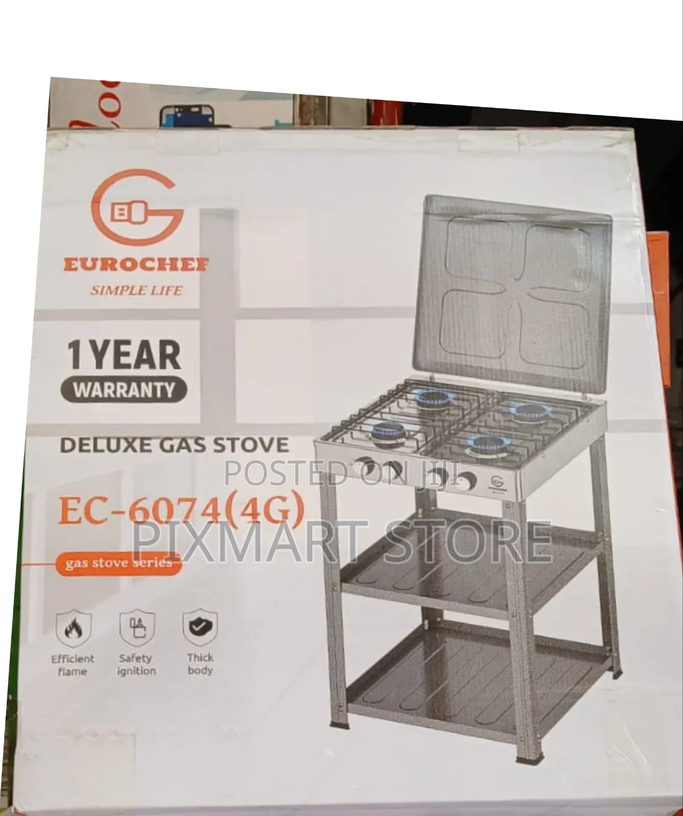 Eurochef Ec-6074 4 Burner Deluxe Gas Cooker With Shelf