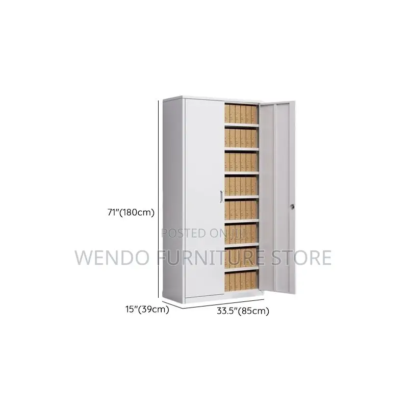 Office Cabinet; Modern Steel-Grey Adjustable Shelves Office Cabinets