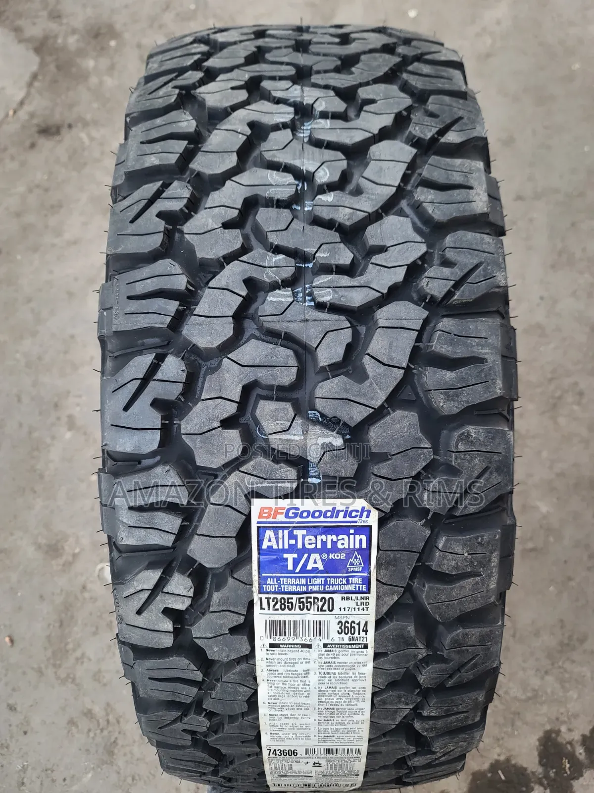 285 /55 R20 Bf Goodrich Tyres a/Tk02 All-Terrain (Made in U.S.A)