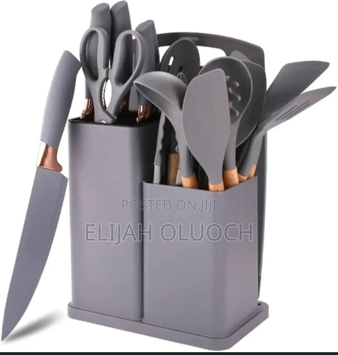 19pcs Heat Resistant Silicone Cooking Kitchen Spoon Set With Knives