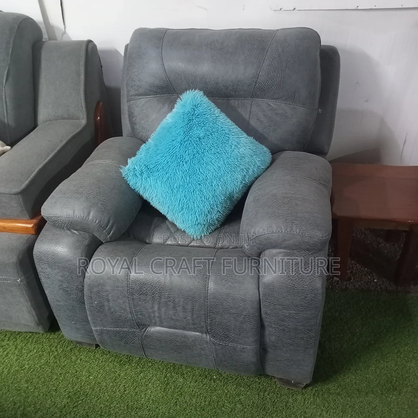 Luxury Semi-Recliner Sofa Set - Premium Grey Fabric