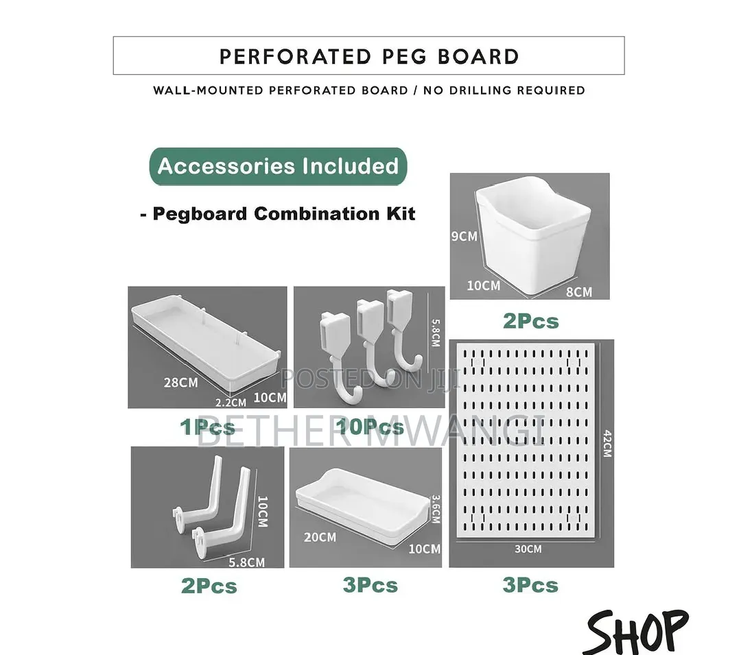 Perforated Peg Board Wall Mount Kit