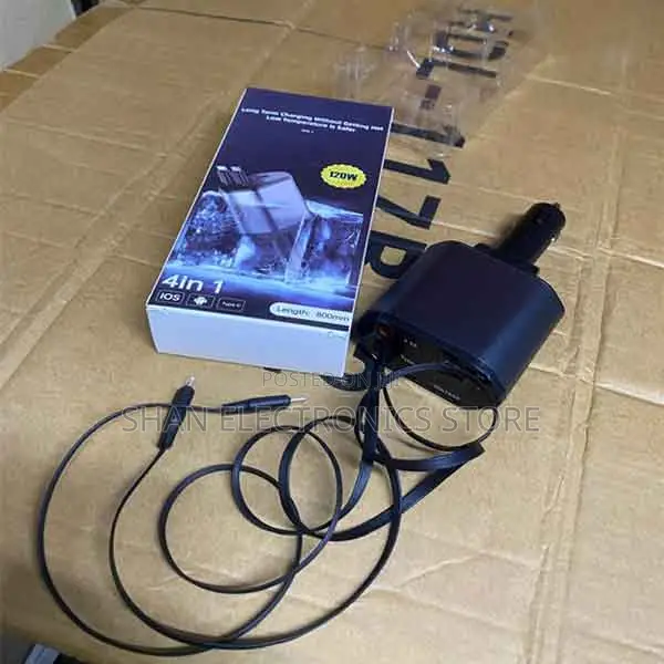 Powerful Retractable Car Charger 120w 4in1 Fast Charging Charger