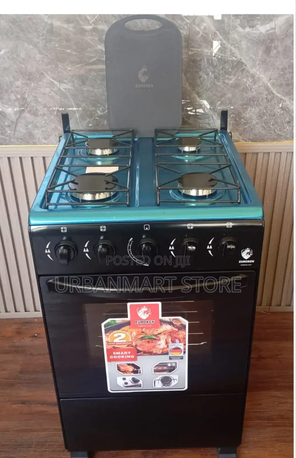 Euroken 4 Burner Full Gas Cooker With Free Chopping Board, Gas Oven
