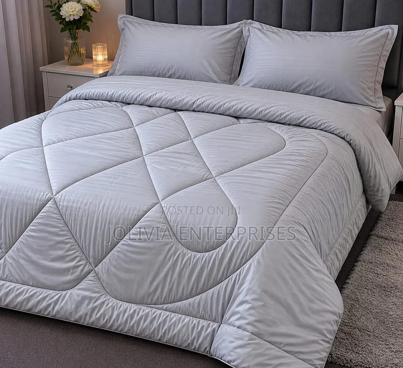 Hotel Quality Grey Cotton Binded Duvet
