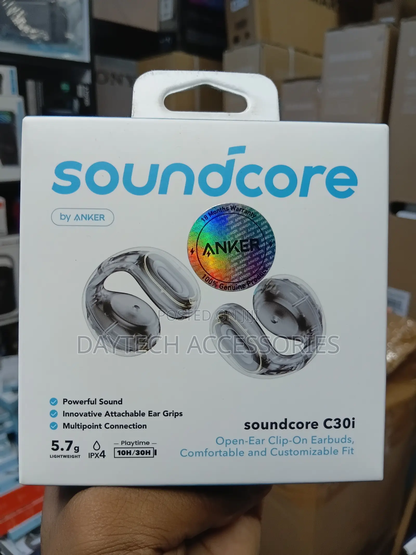 Soundcore C30i Open-Ear Earbuds Clip-on Headphones.