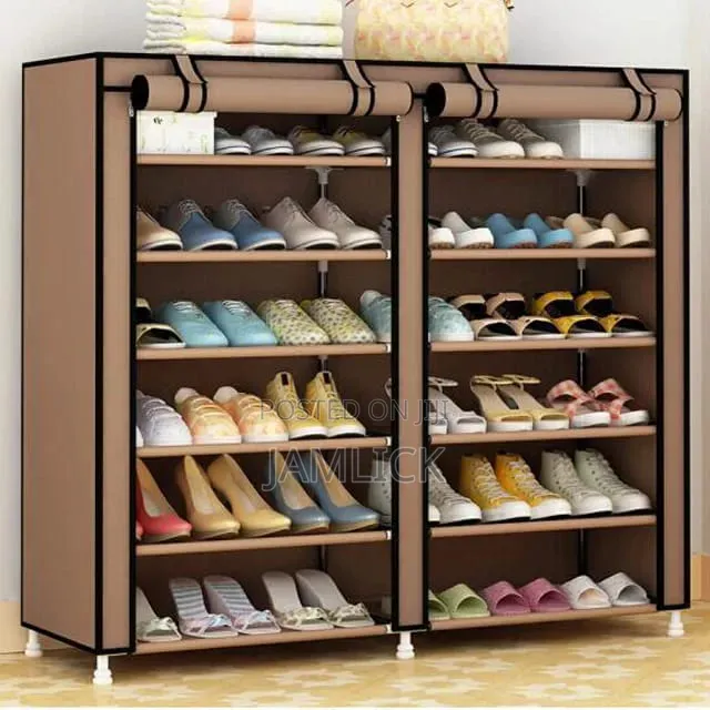Double Column Shoe Rack With Canvas Cover – Pt