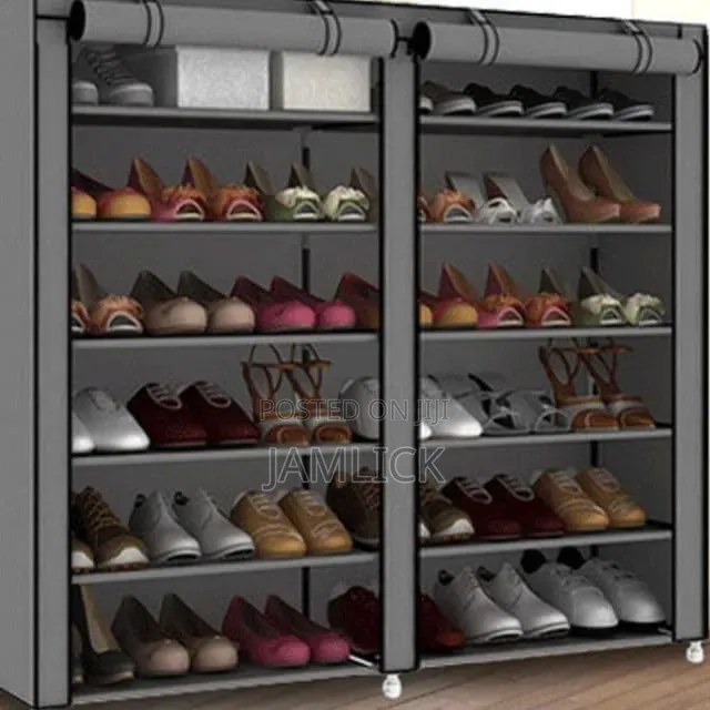 Double Column Shoe Rack With Canvas Cover – Pt