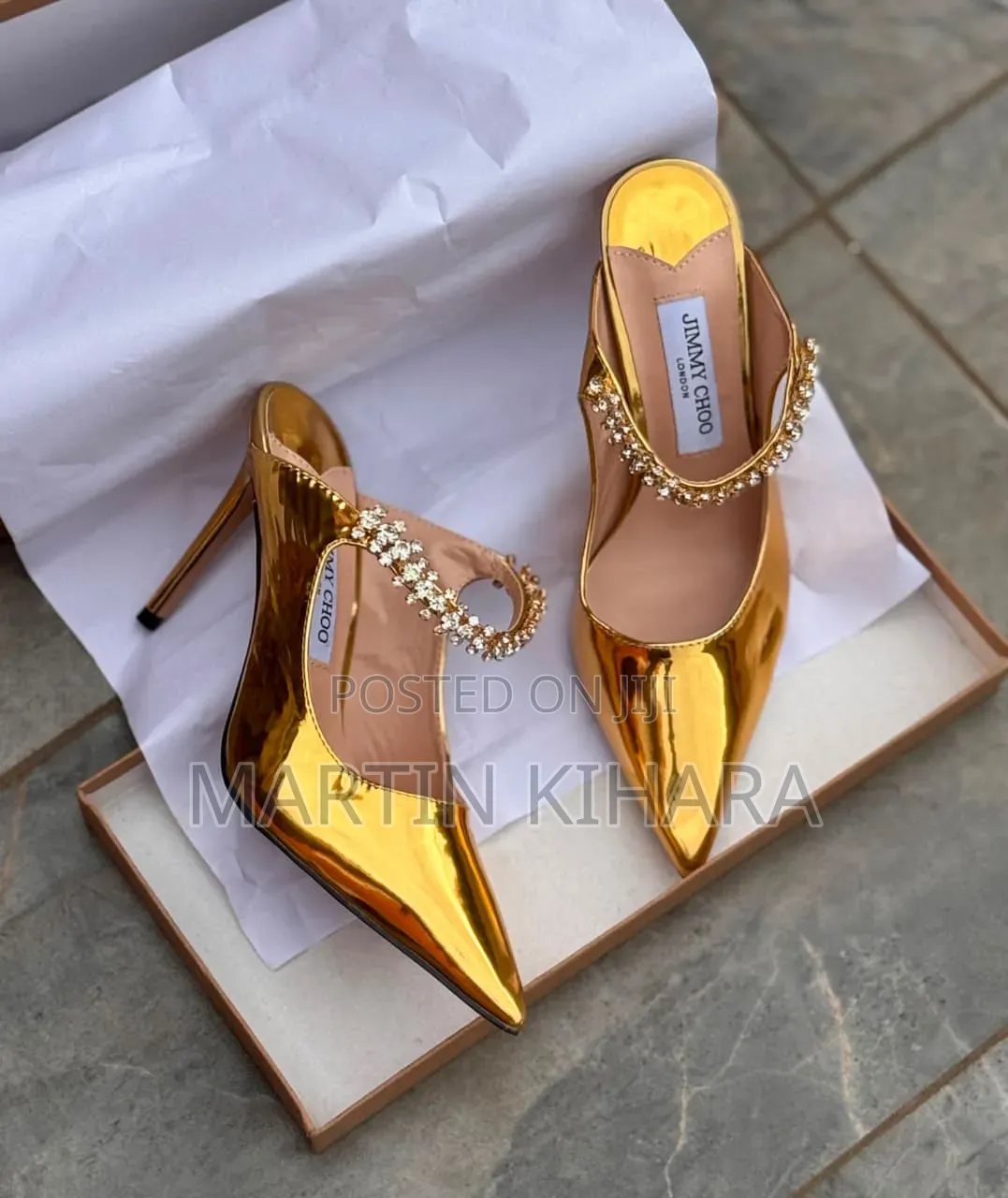 Jimmy Choo Wetlook Slip-on Heels