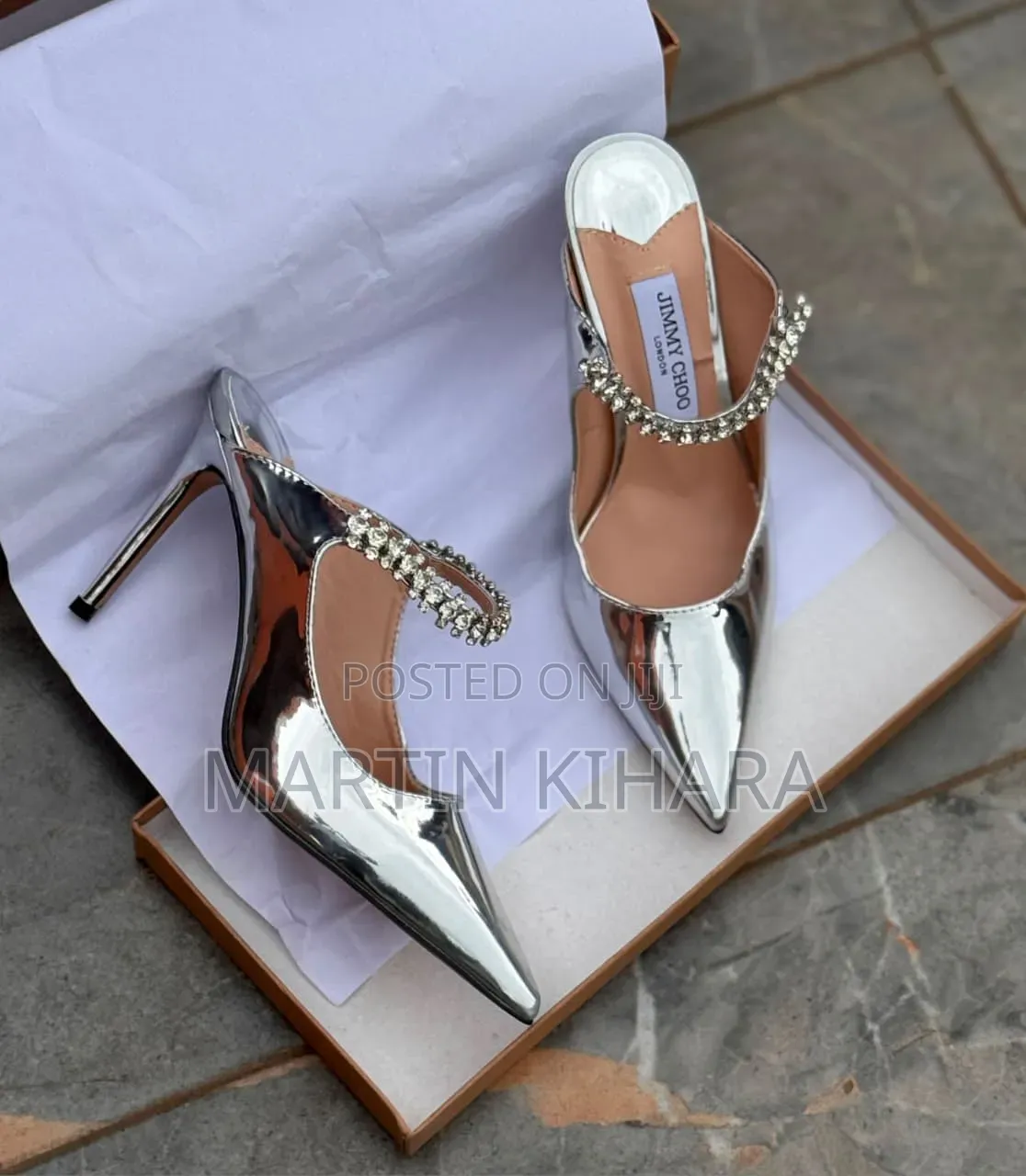 Jimmy Choo Wetlook Slip-on Heels