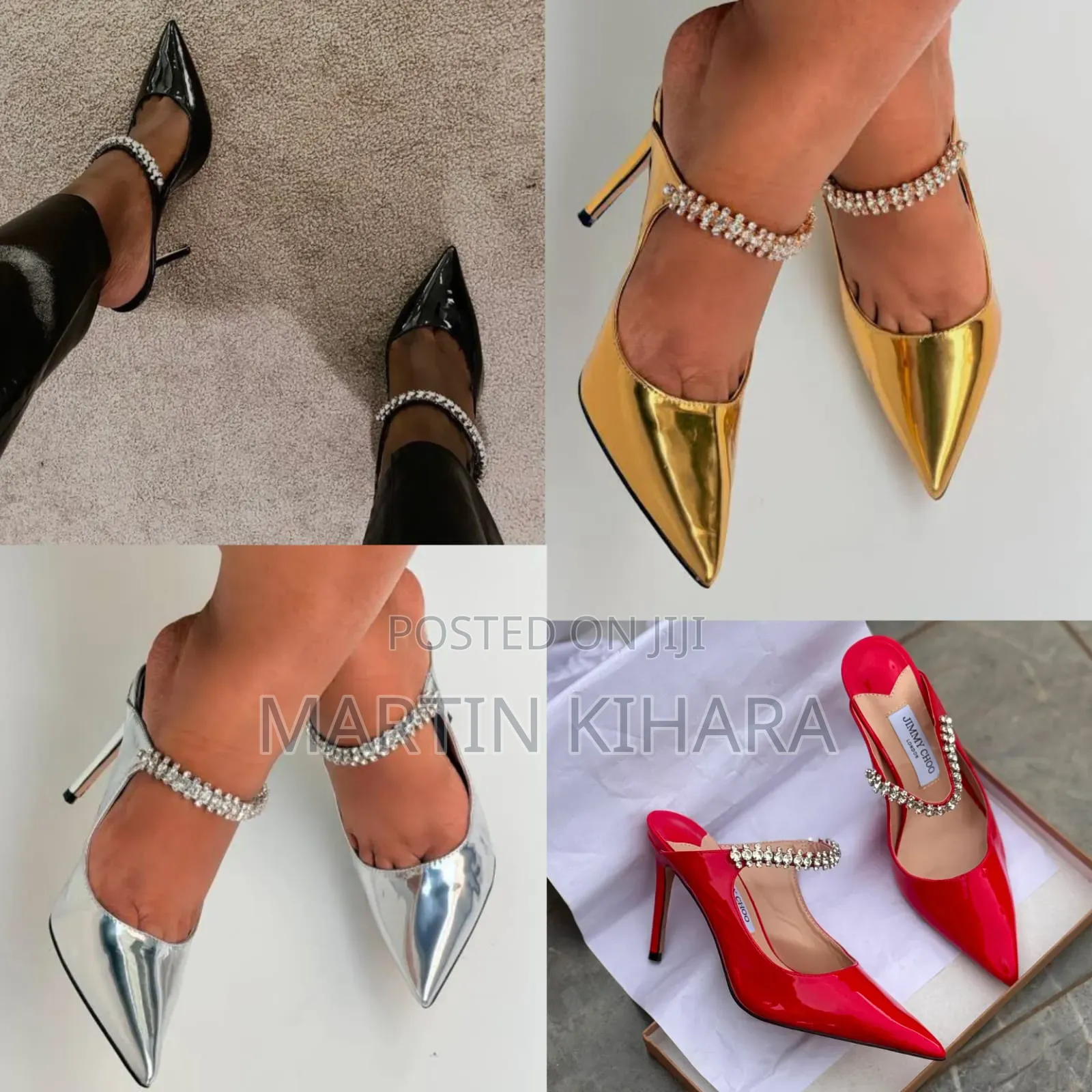 Jimmy Choo Wetlook Slip-on Heels