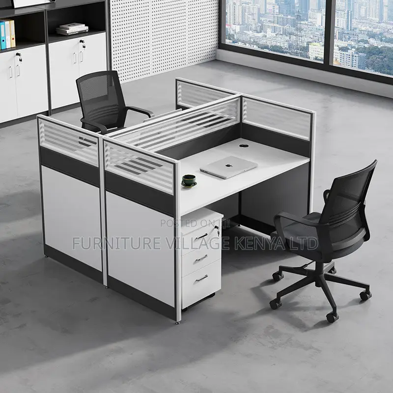 2-Person Gray Office Workstation.