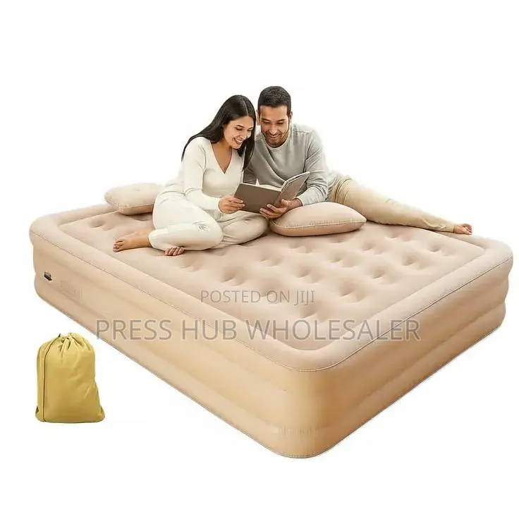 Queen-Sized Intex Dura-Beam Airbed Featuring an Built-in Pillow