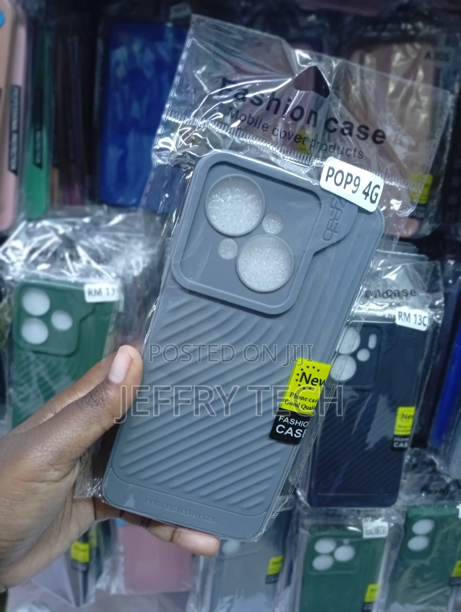 Tecno Pop 9 4g Grey, Striped Silicone Back Cover