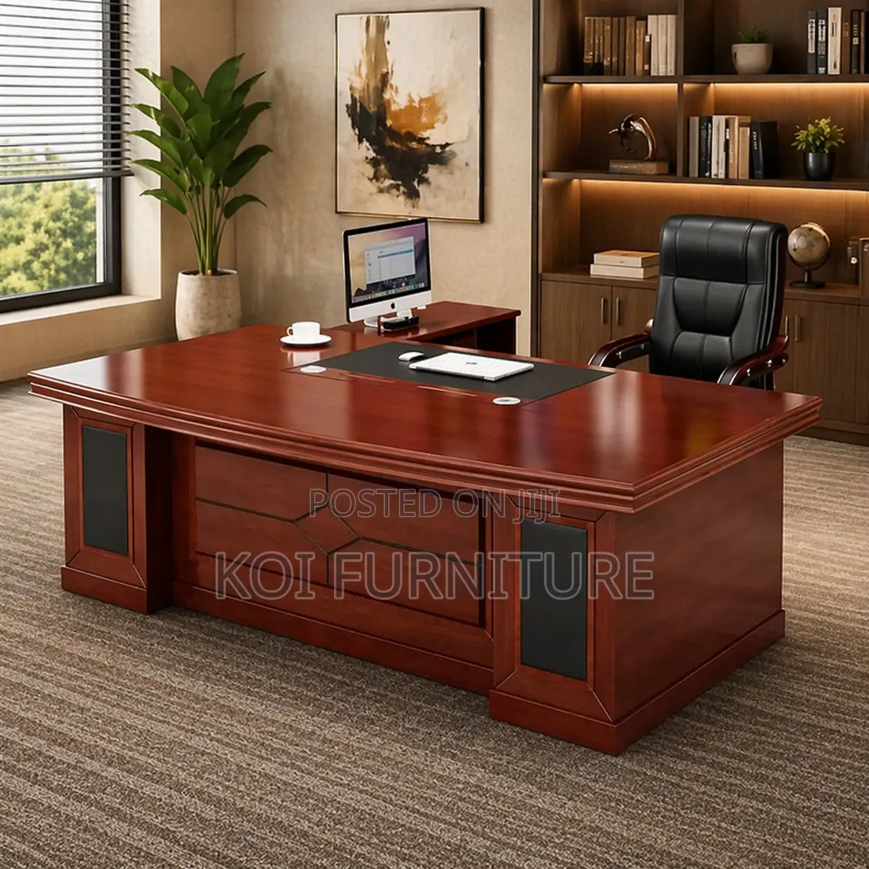 Office Desk; 1.8 Meters Mahogany Executive Premium Office Desk