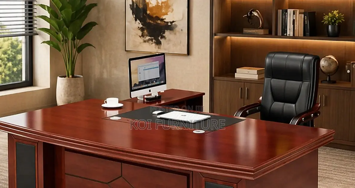 Office Desk; 1.8 Meters Mahogany Executive Premium Office Desk
