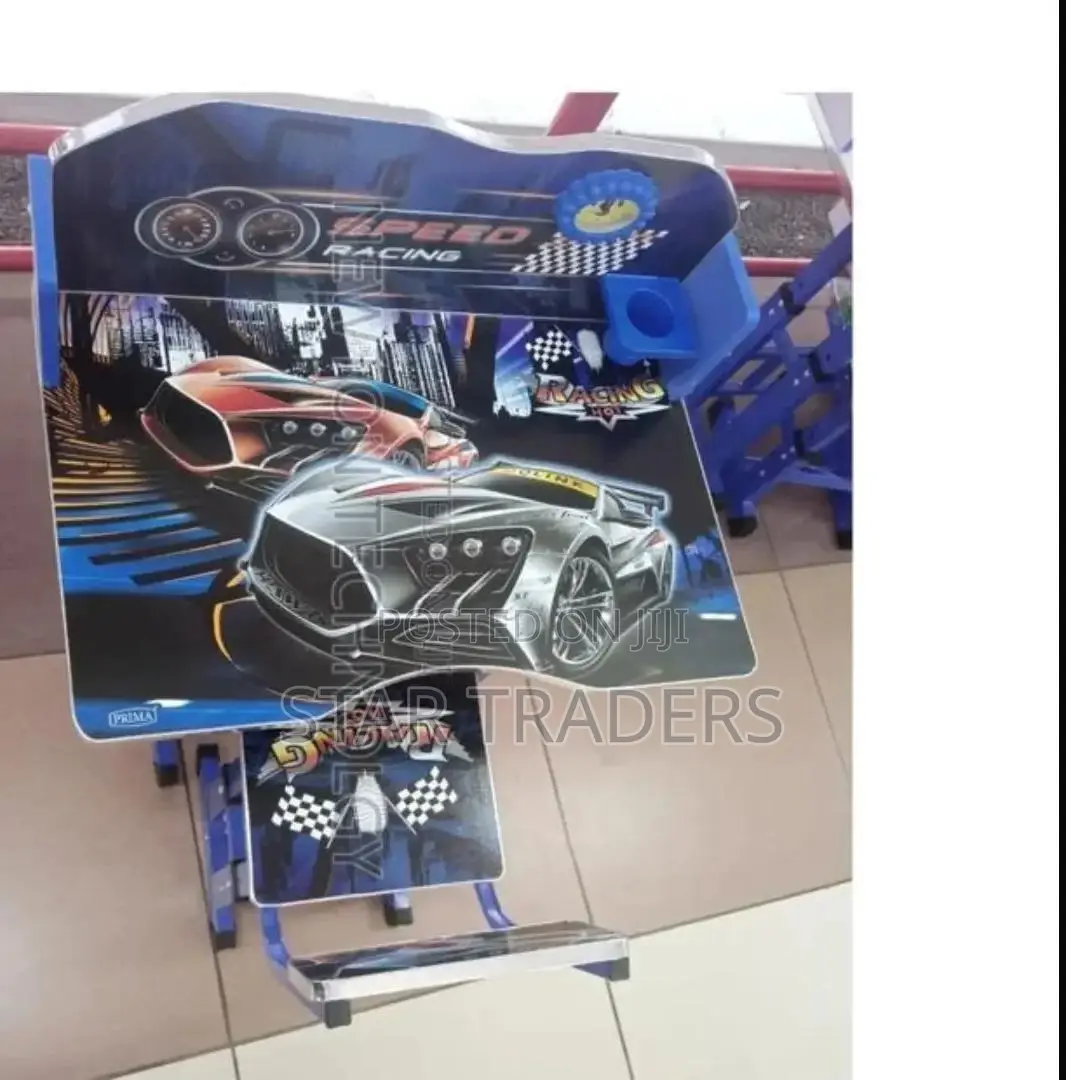 Adjustable Blue Executive Racing Car Kids Study Table Desk