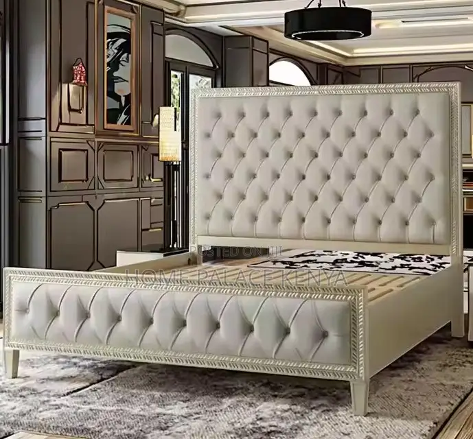 King Size Bed: King Bed With Carved High Back Headboard