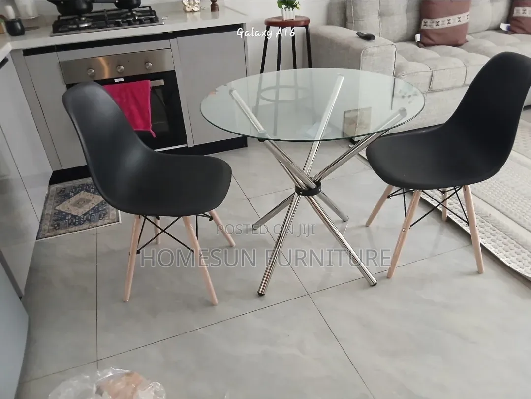 2 Seater Glass Coffee Table and Eames Chair