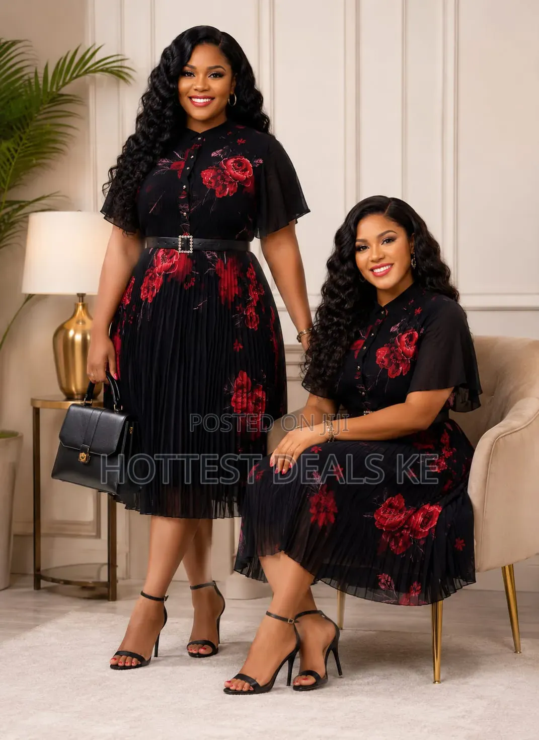 Floral Pattern Maxi Dresses Styled With a Belt